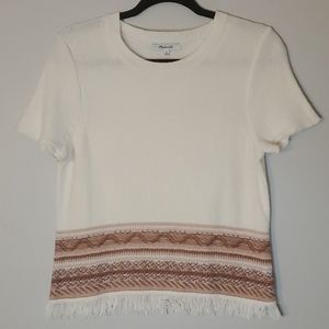 Madewell Sweater Short Sleeve with Fringe